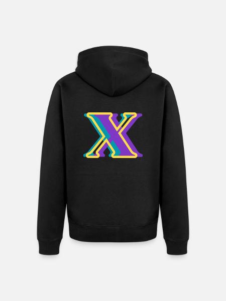 Mehrfarbiger Buchstabe x - Unisex Premium Bio Zip Hoodie - Schwarz