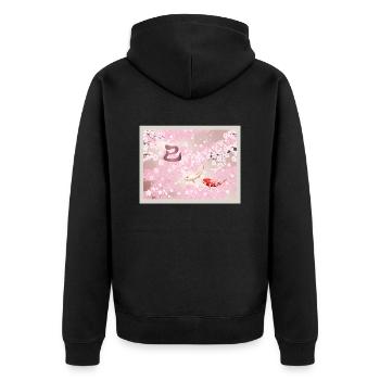 Chinesisches Neujahr 2025 Kirschblüte Koi Fisch - Unisex Premium Bio Zip Hoodie - Schwarz - Hinten - Nico (187cm)