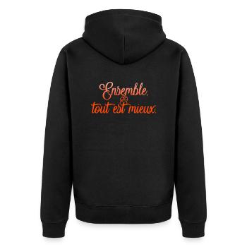 VALENTINSTAG HERZ LIEBE LIEBE ROSE 7 - Unisex Premium Bio Zip Hoodie - Schwarz - Hinten - Nico (187cm)