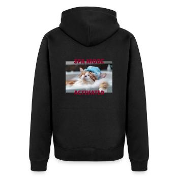 Spa mode cat - Unisex Premium Organic Zip Hoodie - black - Back - Nico (187cm)