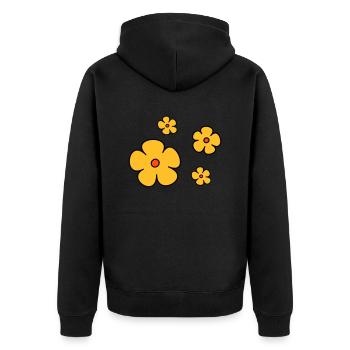 Blumen dreifarbig - Unisex Premium Bio Zip Hoodie - Schwarz - Hinten - Nico (187cm)