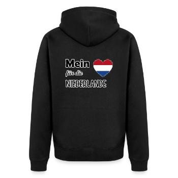 Mein Herz für die Niederlande - Unisex Premium Bio Zip Hoodie - Schwarz - Hinten - Nico (187cm)