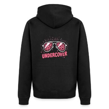 Funny Sunglasses and Undercover Speech Costume - Unisex Premium Organic Zip Hoodie - black - Back - Nico (187cm)