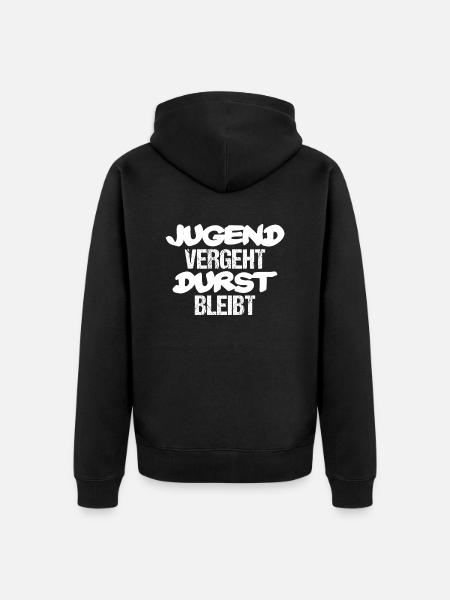 Jugend vergeht Durst bleibt - Unisex Premium Bio Zip Hoodie - Schwarz