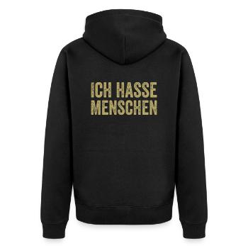 I hate people - Unisex Premium Organic Zip Hoodie - black - Back - Nico (187cm)