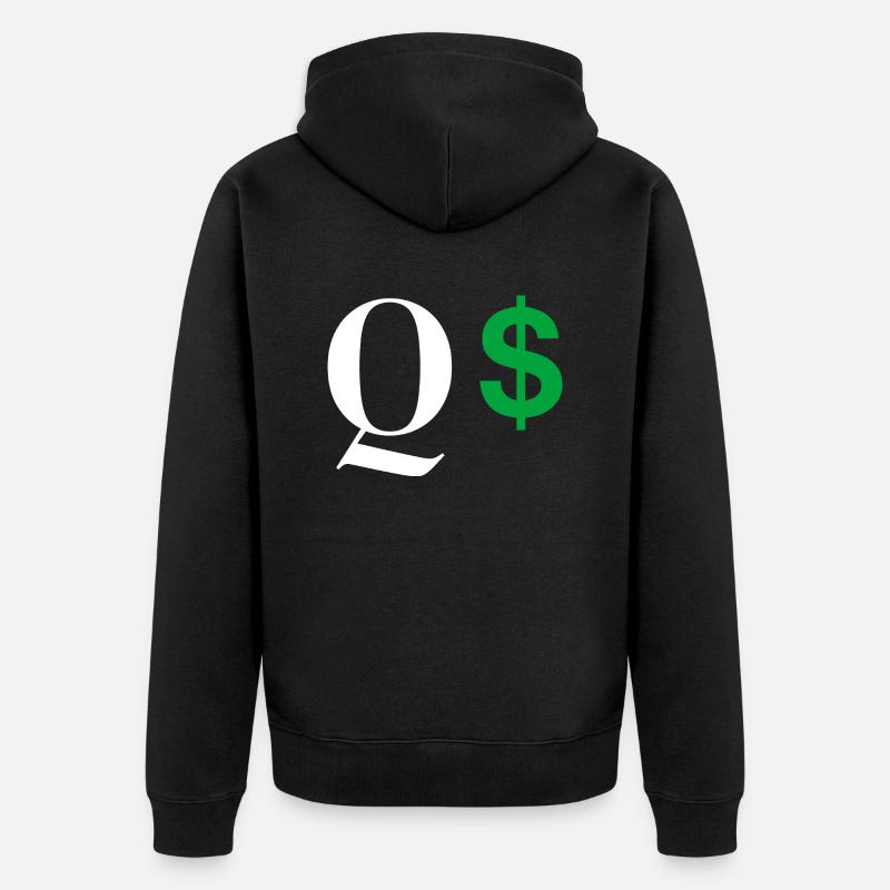 Buchstabe q dollar - Unisex Premium Bio Zip Hoodie - Schwarz