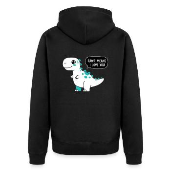 Rawr bedeutet, dass ich dich liebe - Unisex Premium Bio Zip Hoodie - Schwarz - Hinten - Nico (187cm)