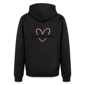Das Brautteam Pink Herz Glitzer - Unisex Premium Bio Zip Hoodie - Schwarz - Hinten - Nico (187cm)