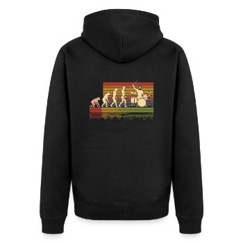 Batteur Evolution Trommeln - Unisex Premium Bio Zip Hoodie - Schwarz - Hinten - Nico (187cm)