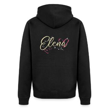 Elena Name Vorname Kalligrafieherz - Unisex Premium Bio Zip Hoodie - Schwarz - Hinten - Nico (187cm)