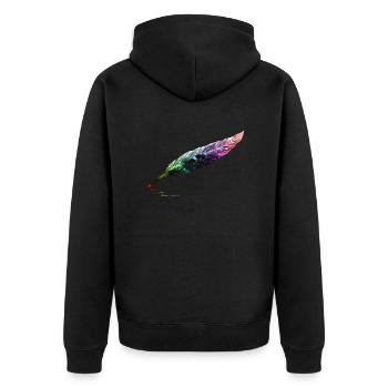 feder - Unisex Premium Bio Zip Hoodie - Schwarz - Hinten - Nico (187cm)