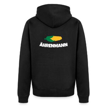 Ährenmann Ehrenmann Bauer Landwirt - Unisex Premium Bio Zip Hoodie - Schwarz - Hinten - Nico (187cm)