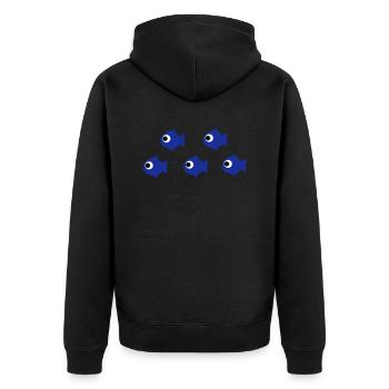 Fischschwarm - Unisex Premium Bio Zip Hoodie - Schwarz - Hinten - Nico (187cm)