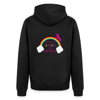 Rainbows & Unicorns - Veste à capuche bio Premium Unisexe - noir - Dos - Nico (187cm)