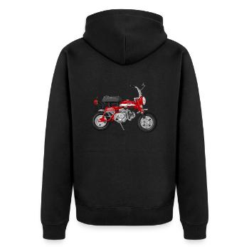 Monkey Z50A DE | candy ruby red - Unisex Premium Bio Zip Hoodie - Schwarz - Hinten - Nico (187cm)