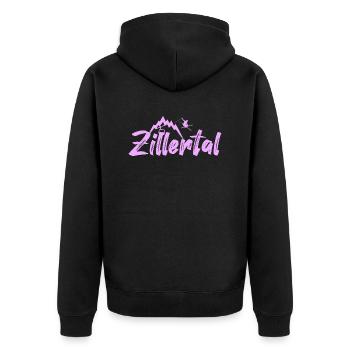 Zillertal - Unisex Premium Bio Zip Hoodie - Schwarz - Hinten - Nico (187cm)
