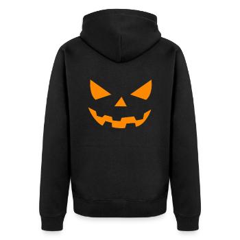 halloween kürbis - Unisex Premium Bio Zip Hoodie - Schwarz - Hinten - Nico (187cm)
