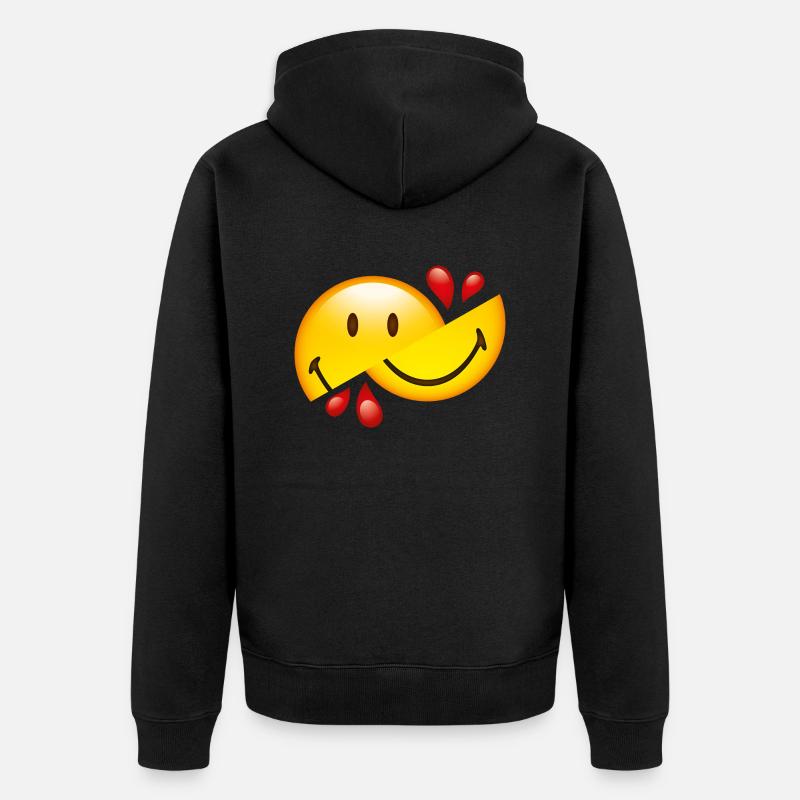 Smiley Glossy Cut in Half - Veste à capuche bio Premium Unisexe - noir