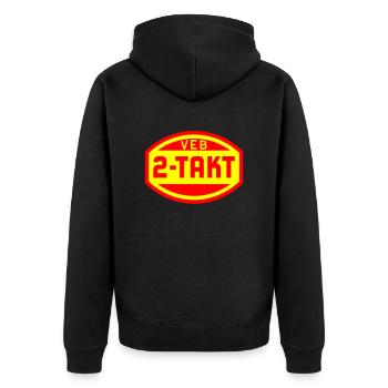 VEB 2-Takt Logo (2c) - Unisex Premium Bio Zip Hoodie - Schwarz - Hinten - Nico (187cm)