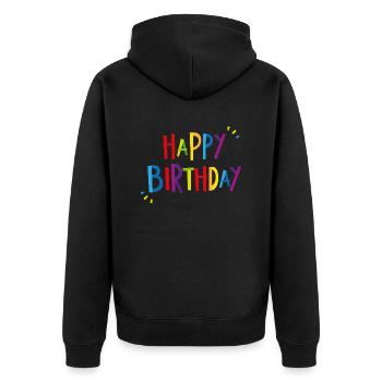 Geburtstag Jahre Geschenk Happy Birthday Ehrentag - Unisex Premium Bio Zip Hoodie - Schwarz - Hinten - Nico (187cm)