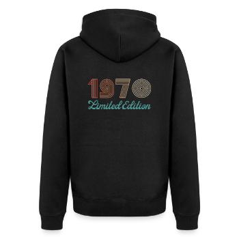 Year 1970 limited edition - Unisex Premium Organic Zip Hoodie - black - Back - Nico (187cm)