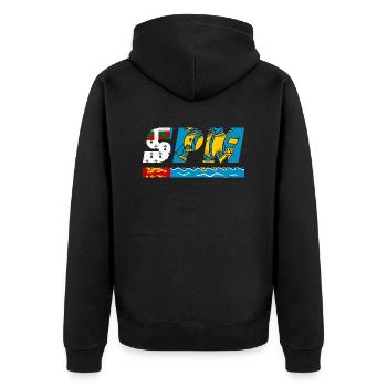 SPM flag flag Saint Pierre and Miquelon Island - Unisex Premium Organic Zip Hoodie - black - Back - Nico (187cm)