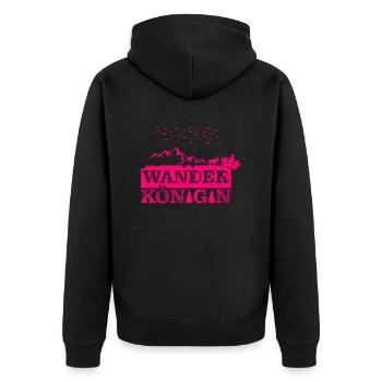 Wanderkönigin Pink - Unisex Premium Bio Zip Hoodie - Schwarz - Hinten - Nico (187cm)