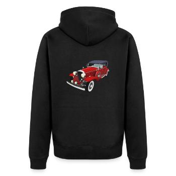 Oldtimer, Auto, Automobil - Unisex Premium Bio Zip Hoodie - Schwarz - Hinten - Nico (187cm)