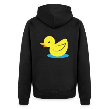 Little angry yellow duck - Unisex Premium Organic Zip Hoodie - black - Back - Nico (187cm)