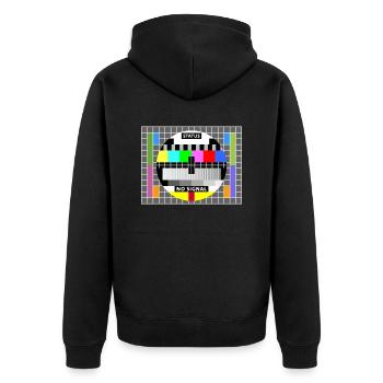 Testbild Status no signal Bildschirm Display Geek - Unisex Premium Bio Zip Hoodie - Schwarz - Hinten - Nico (187cm)