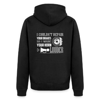 Couldn't Repair Brakes So I Made Horn Louder Mecha - Unisex Premium Bio Zip Hoodie - Schwarz - Hinten - Nico (187cm)