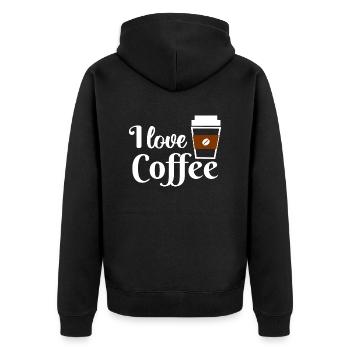 I love coffee - Unisex Premium Organic Zip Hoodie - black - Back - Nico (187cm)
