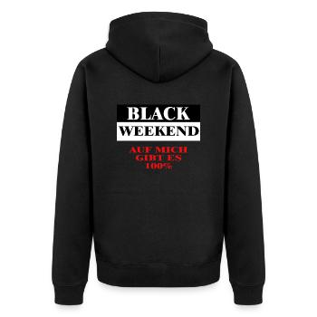 BLACK WEEKEND - Unisex Premium Bio Zip Hoodie - Schwarz - Hinten - Nico (187cm)