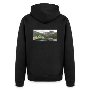 Hellesylt panorama vie - Unisex Premium Organic Zip Hoodie - black - Back - Nico (187cm)