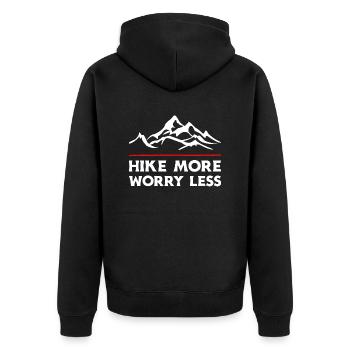Hike More Worry Less. Hike Hiking Design - Unisex Premium Organic Zip Hoodie - black - Back - Nico (187cm)