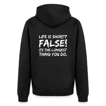 Inspiration Motivation Positive Life Lifetime - Unisex Premium Organic Zip Hoodie - black - Back - Nico (187cm)