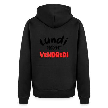 lundi ressenti vendredi - humour au travail - Veste à capuche bio Premium Unisexe - noir - Dos - Nico (187cm)