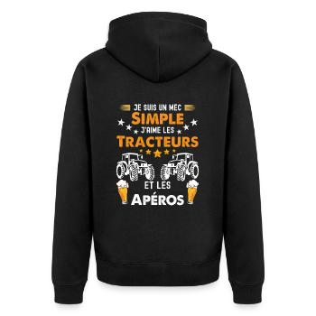 Tracteur Humour Apéro Bière Entre Amis Cadeau Papa - Veste à capuche bio Premium Unisexe - noir - Dos - Nico (187cm)