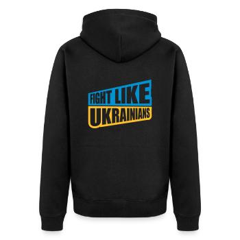 se battre comme citation des ukrainiens - Veste à capuche bio Premium Unisexe - noir - Dos - Nico (187cm)