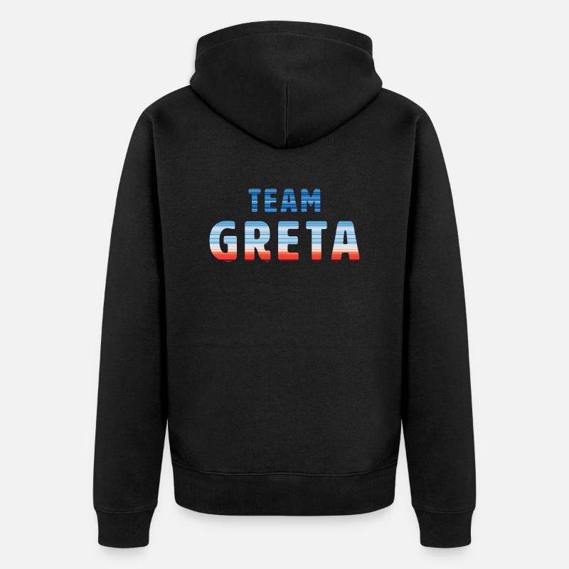 Team Greta | Warming Stripes - Unisex Premium Bio Zip Hoodie - Schwarz