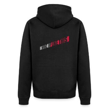woke up like this - Unisex Premium Organic Zip Hoodie - black - Back - Nico (187cm)