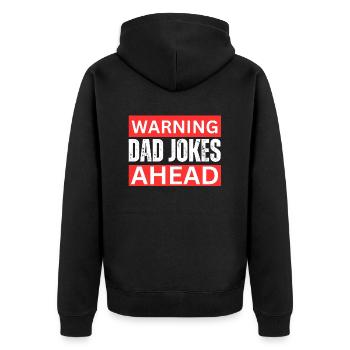 Warning Dad Jokes Ahead - Unisex Premium Organic Zip Hoodie - black - Back - Nico (187cm)