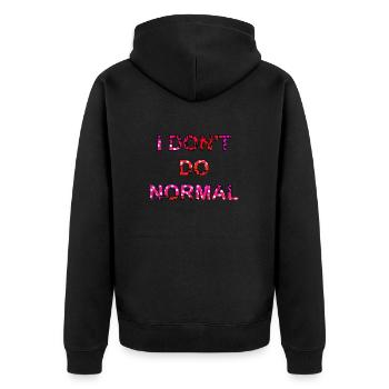 Ich mache nicht normal - I don't do normal - Unisex Premium Bio Zip Hoodie - Schwarz - Hinten - Nico (187cm)