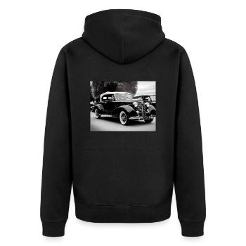Véhicule vintage des années 50, noir et blanc, génératif - Veste à capuche bio Premium Unisexe - noir - Dos - Nico (187cm)