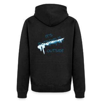 Winter - Rutschig / Glatt - Unisex Premium Bio Zip Hoodie - Schwarz - Hinten - Nico (187cm)