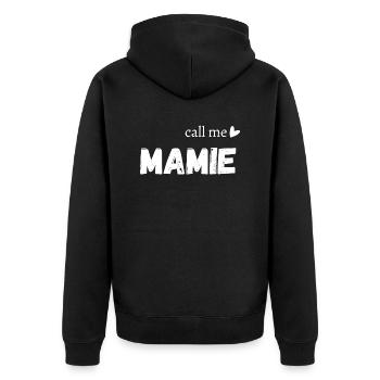 Call me grandma - Unisex Premium Organic Zip Hoodie - black - Back - Nico (187cm)