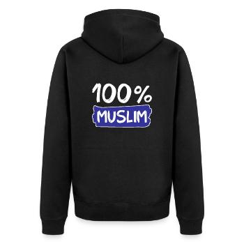 100% musulman - musulmans - islam - Veste à capuche bio Premium Unisexe - noir - Dos - Nico (187cm)
