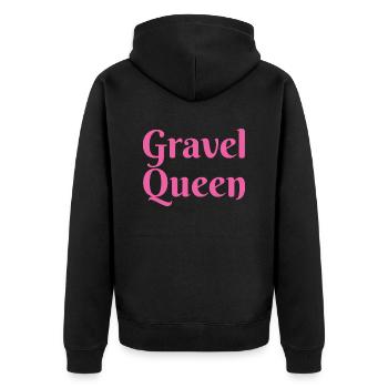 Gravel Queen Rennrad Fahrrad Gravelbike - Unisex Premium Bio Zip Hoodie - Schwarz - Hinten - Nico (187cm)