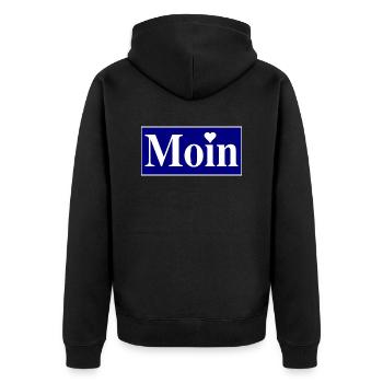 Moin - Unisex Premium Bio Zip Hoodie - Schwarz - Hinten - Nico (187cm)