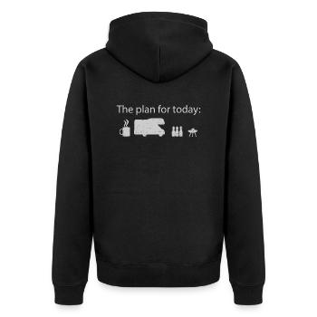 the plan for today CAMPING - Unisex Premium Organic Zip Hoodie - black - Back - Nico (187cm)